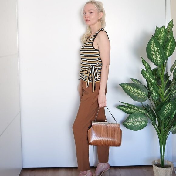 William B Striped Sleeveless Wrap Side Tie Top - Picture 7 of 7